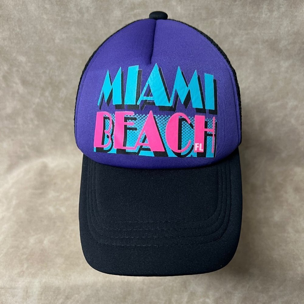 Retro Miami Beach Logo Snapback Trucker Hat